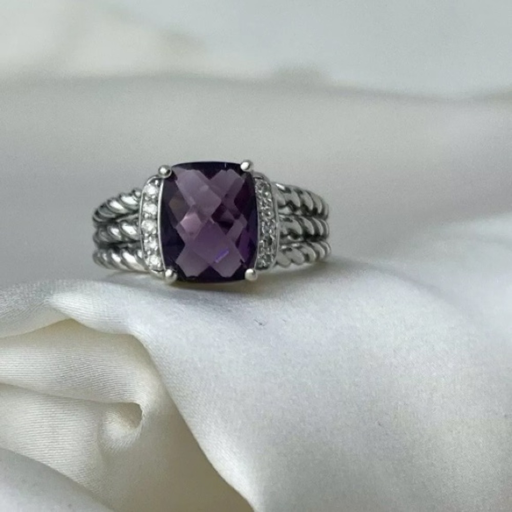 David Yurman Wheaton Petite Amethyst Diamond Ring